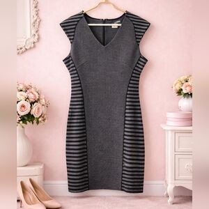 Calvin Klein 12 Charcoal and Black Striped Dress